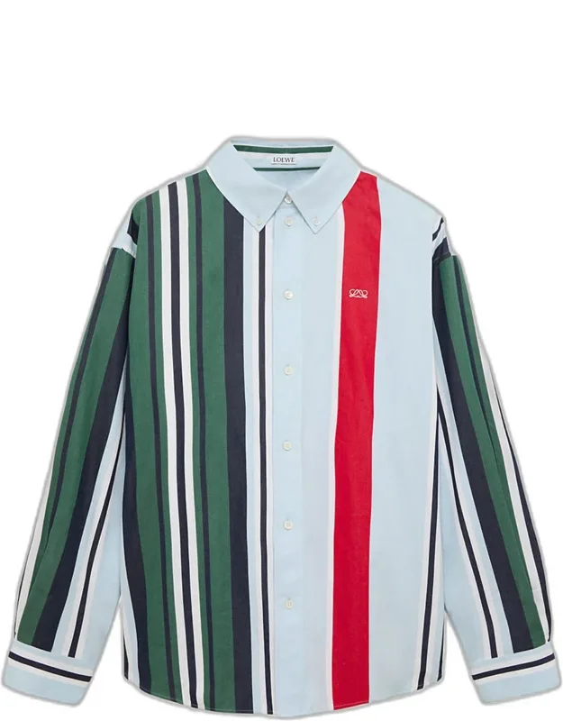 Variegated Stripe Twill Button-down Shirt