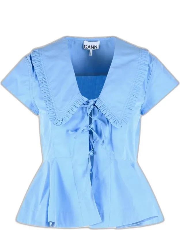 Light Blue Cotton Poplin Blouse