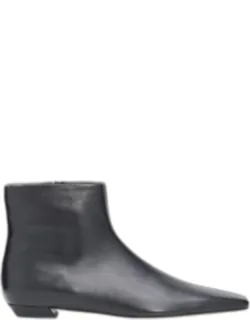 Trap Flat Leather Ankle Boots