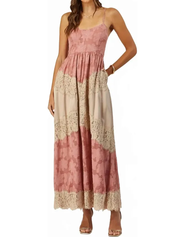 Lace And Burnout Maxi Dress