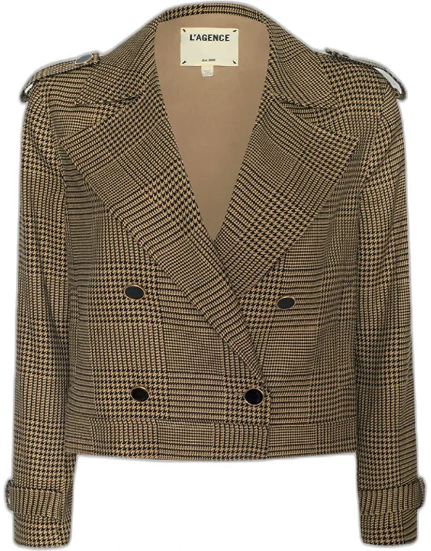 Houndstooth Cropped Trench Coat