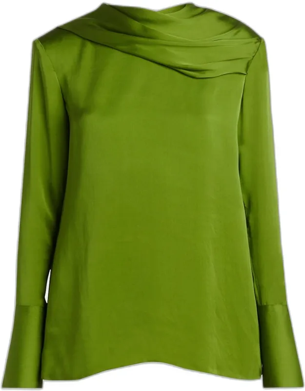 Draped Silk Tunic Blouse