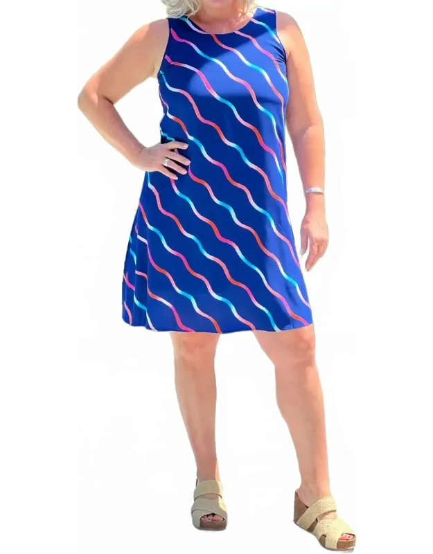 Mini Dress In Rainbow Waves
