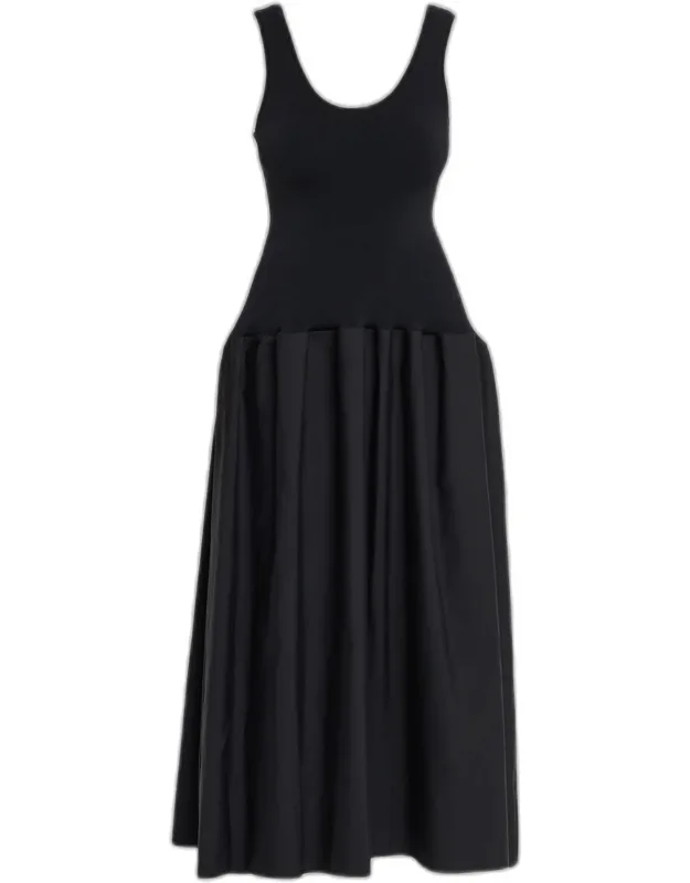 Sleeveless Cotton-silk Flared Midi Dress