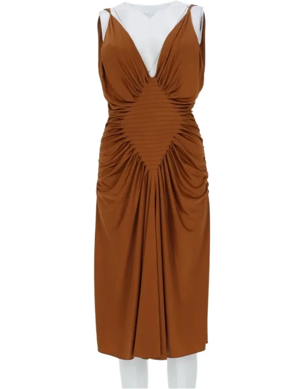Ruched Sleeveless Midi Dress