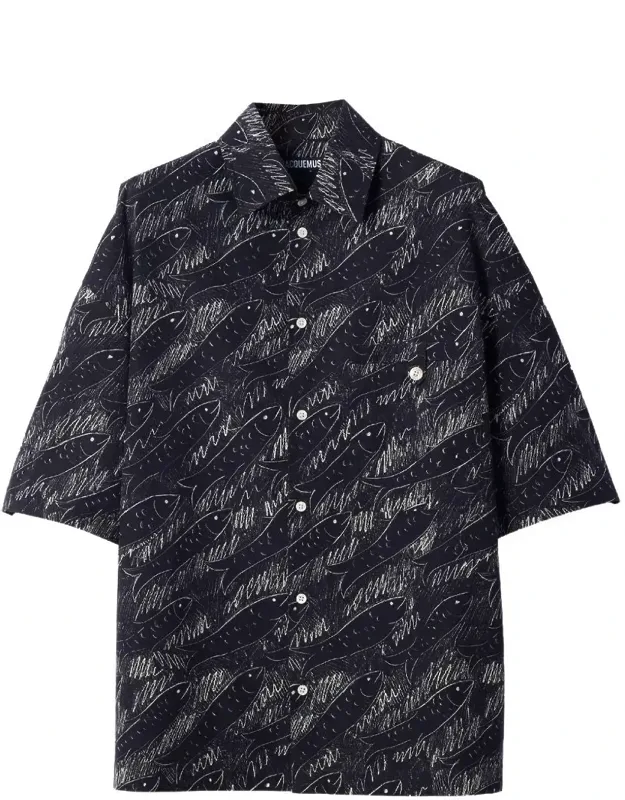 Relaxed Silk-blend Abstract Fish Shirt