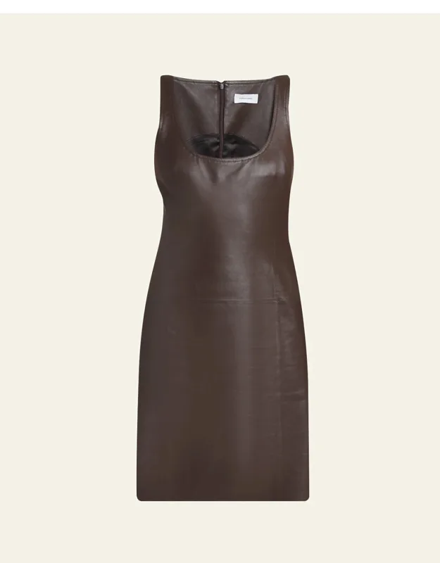 Sleeveless Leather Woven-side Dress