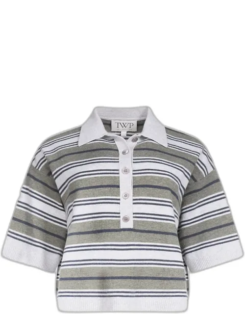 Striped Cashmere Polo Sweater