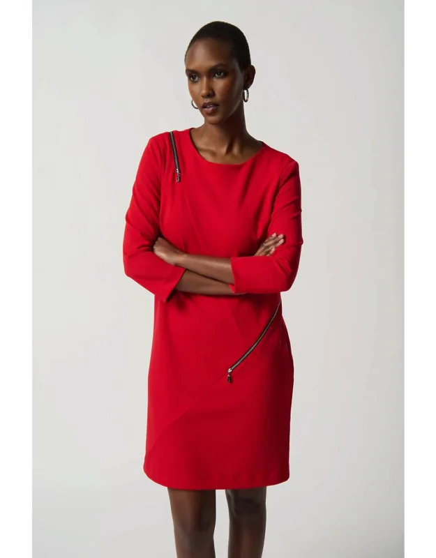 Knee-length Shift Zipper Dress