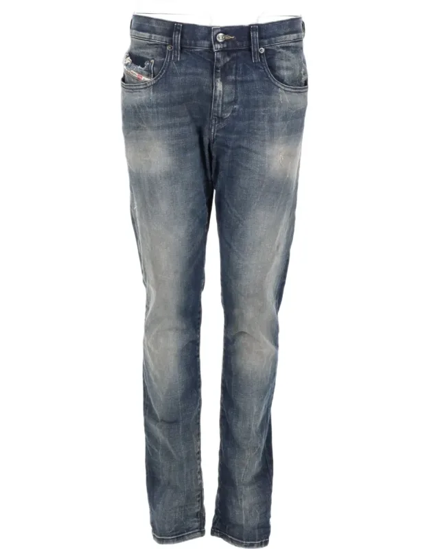 Cotton-blend Whiskering Jeans