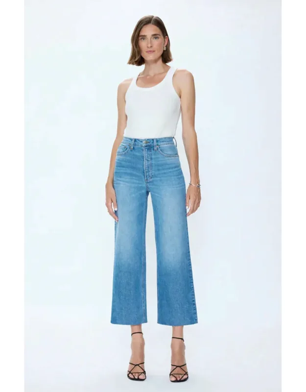 Lana Crop High Rise Ultra Wide Leg Jeans With Relaxed Fit And Zip Closure