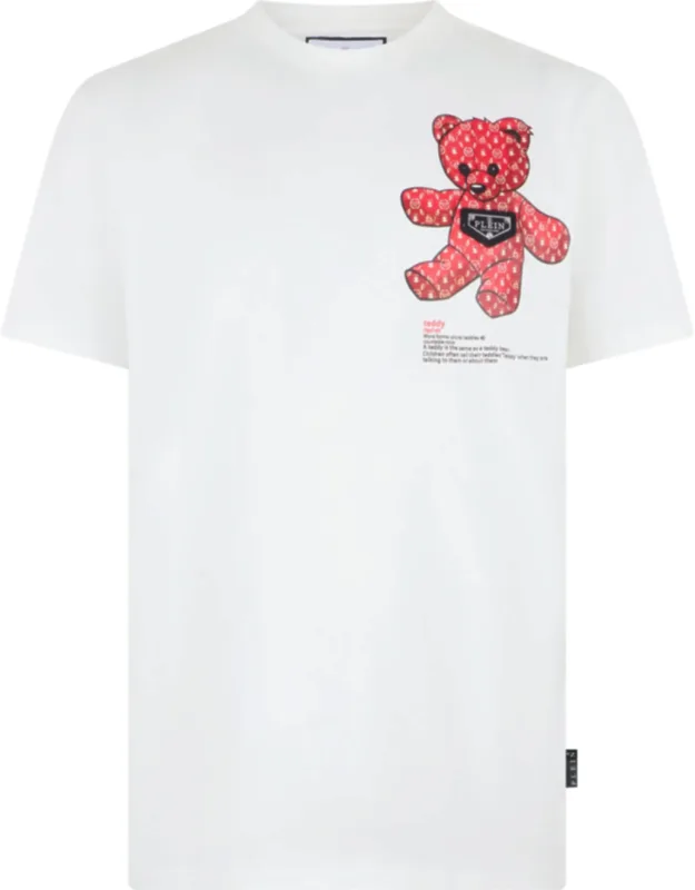 Jersey T-shirt With Red Teddy Bear Graphic And Iconic Skull