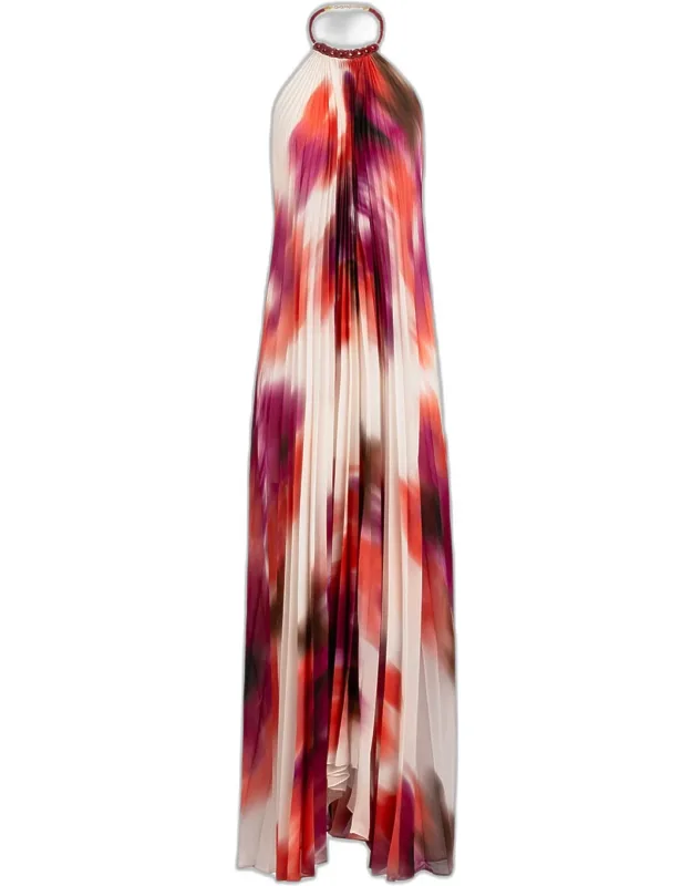 Pleated Halter Maxi Dress