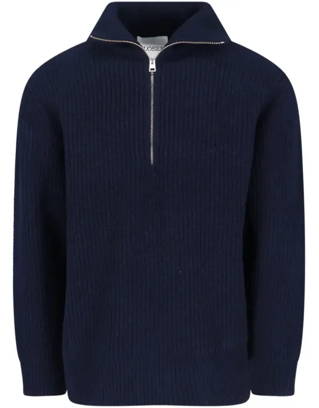 High-neck Ribbed Wool Sweater