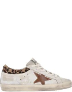 Super Star Leather Sneakers With Distressed Finish And Rubber Sole