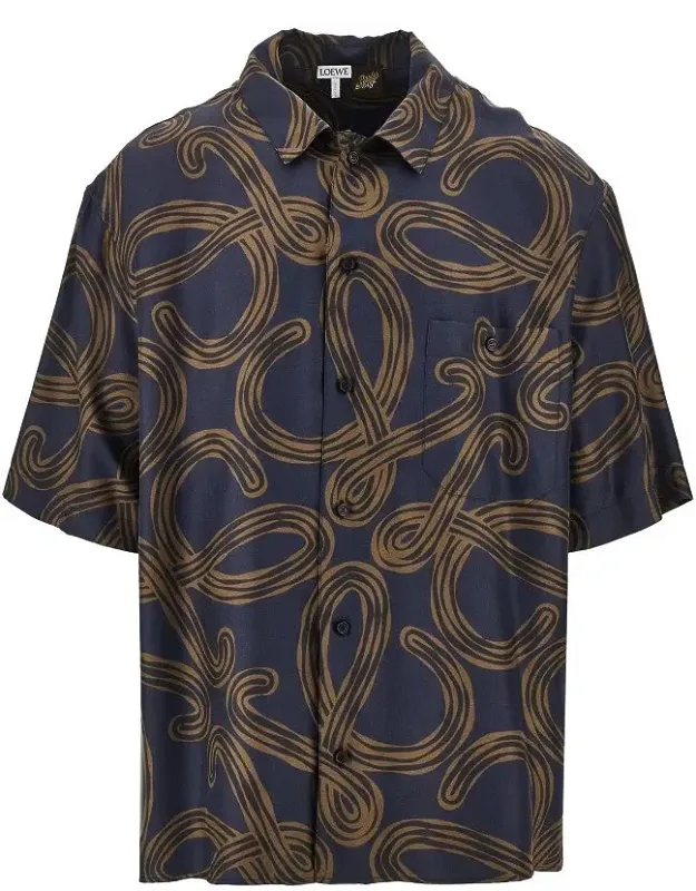 Anagram Print Silk Shirt