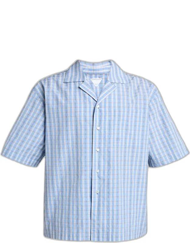 Cotton And Silk Textured Plaid Short-sleeve Shirt