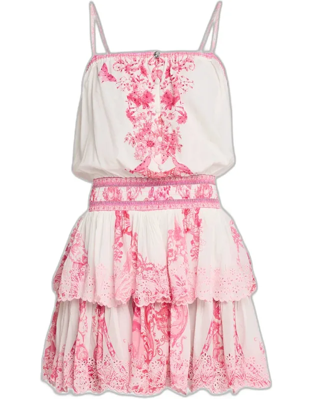 Livin La Vida Rosa Shirred Waist Mini Dress