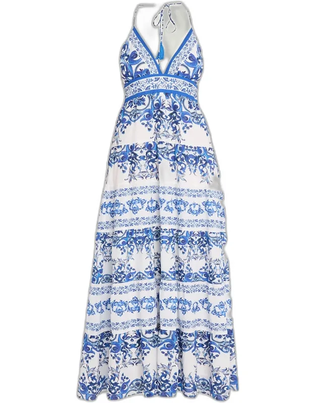 Tiered Halter Maxi Dress