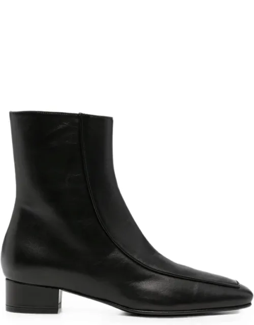 Shadow Ban Square-toe Leather Ankle Boots