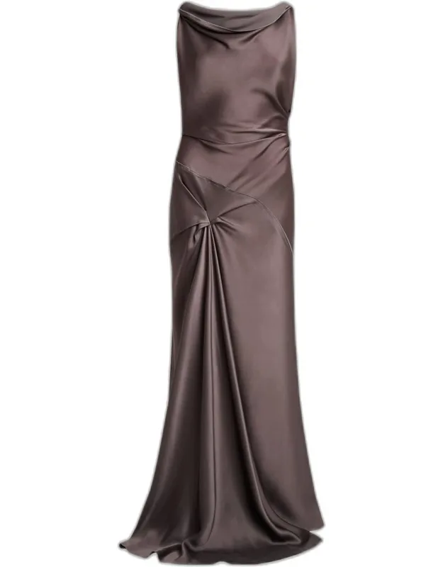 Asymmetric Draped Sleeveless Midi Dress