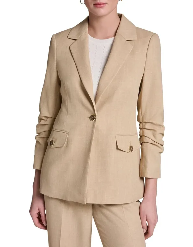 Rolled Sleeve Textured Blazer