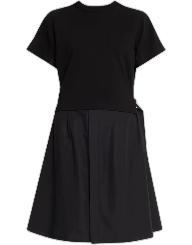 Cotton Poplin Knit Shirtdress