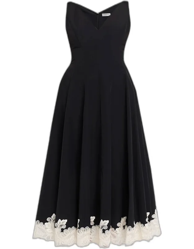 Mira Cotton Faille Lace Midi Dress