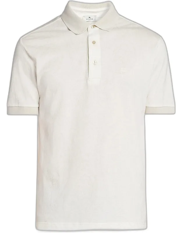Tonal Paisley Cotton Polo Shirt