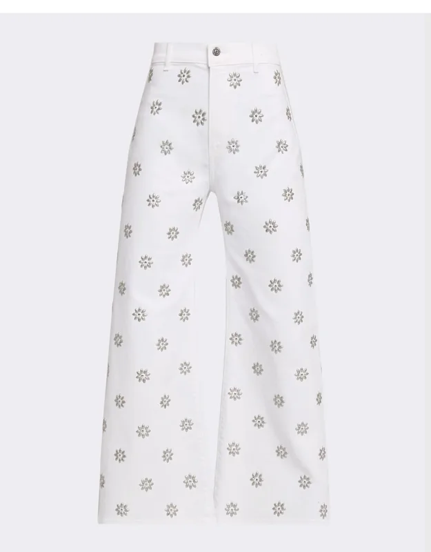 High-rise Embellished Wide-leg Jeans