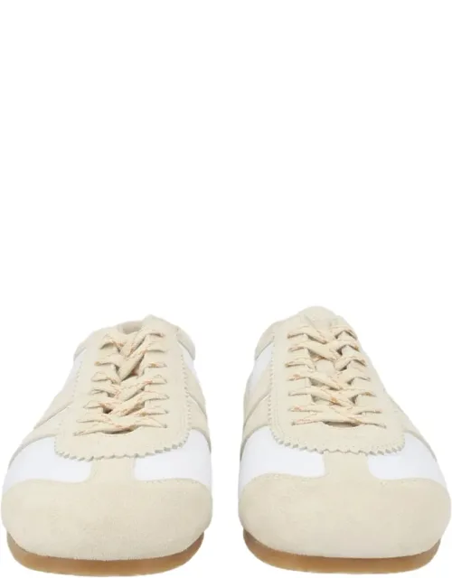 Smooth Leather Suede Accents Sneakers