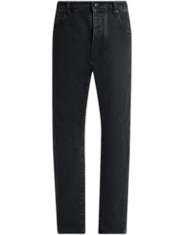 Embroidered Straight-leg Denim Jeans