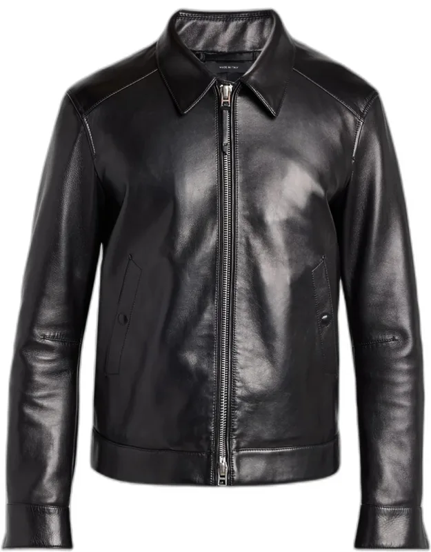 Full-zip Grained Leather Jacket