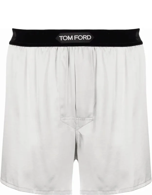 Logo-waistband Silk Boxer Shorts
