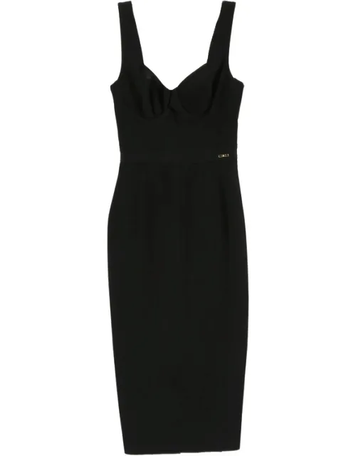 Sweetheart-neck Panelled Midi Dress