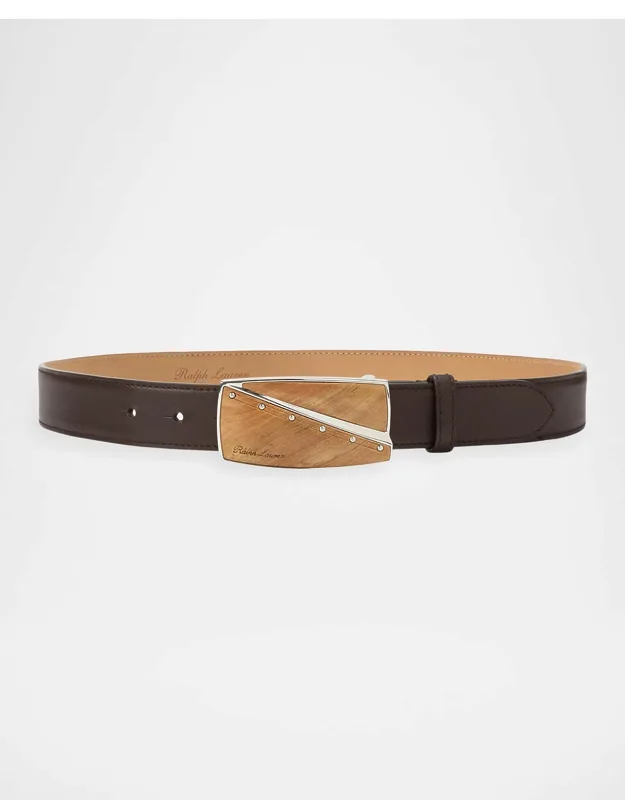 Abstract Plaque Buckle Leather Belt