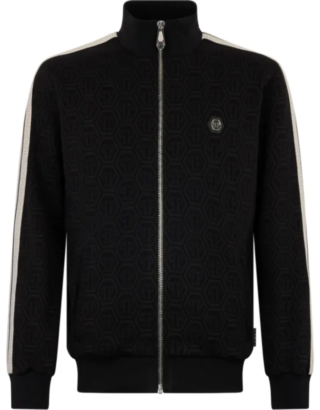Tracksuit Jacket With Jacquard Pattern And Logoed Ribbon