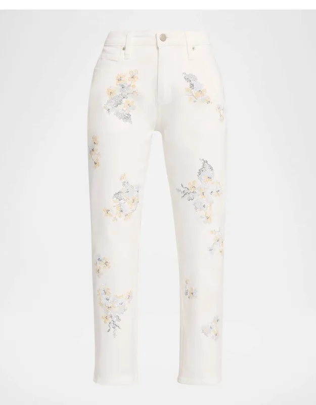 Porcelain Garden Embellished Slim-leg Ankle Jeans