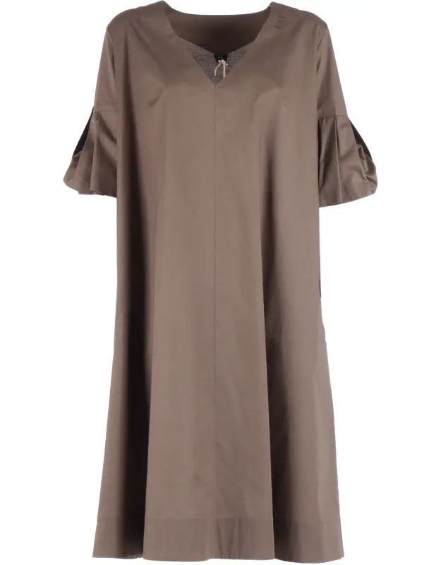 Ruffled V Neck Short Sleeve Dress