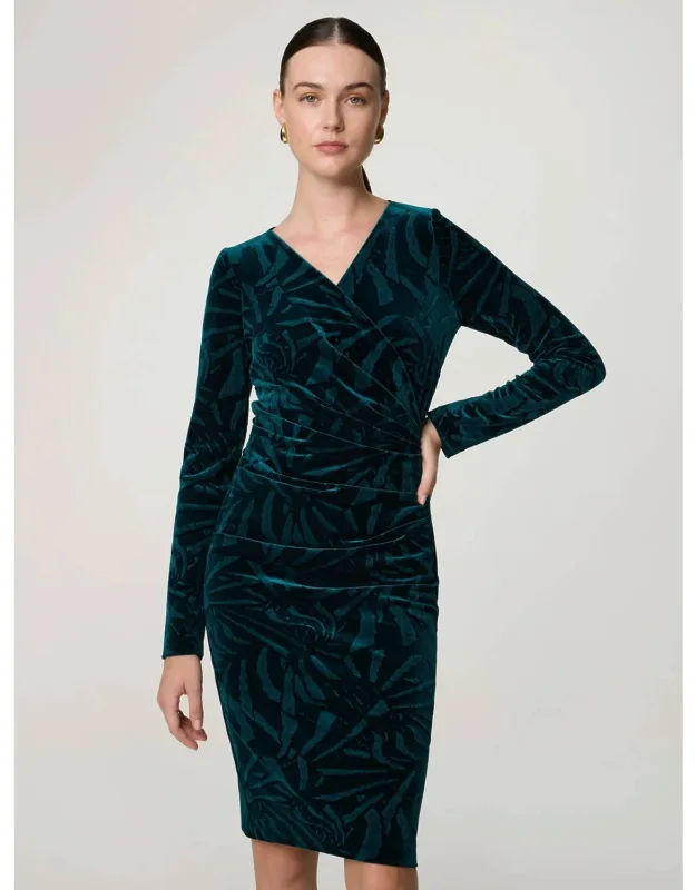 Velvet Ruched Long Sleeve Dress