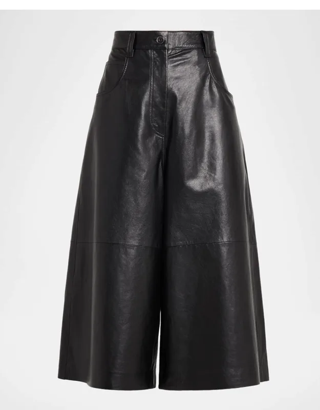 Wide-leg Cropped Leather Pants