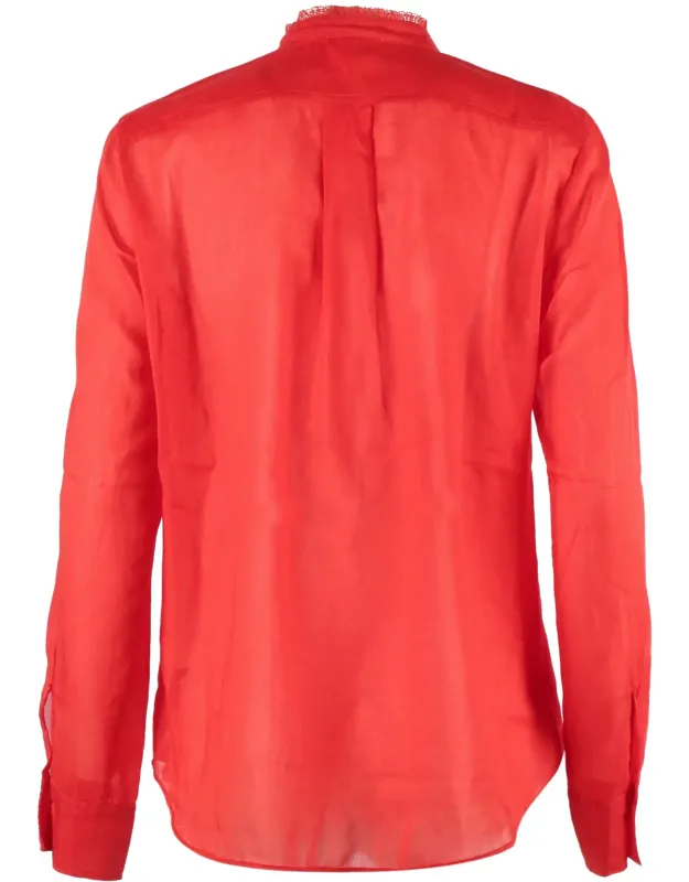 Semi Sheer Cotton Silk Lace Blouse