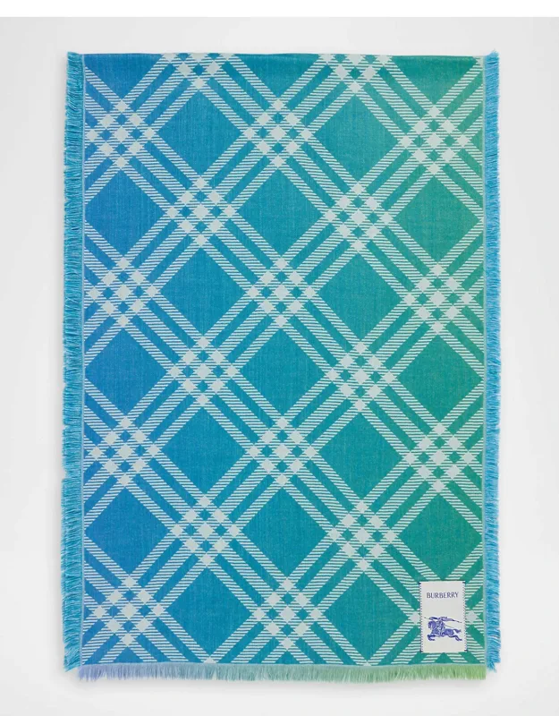 Wool And Silk Gradient Check Scarf