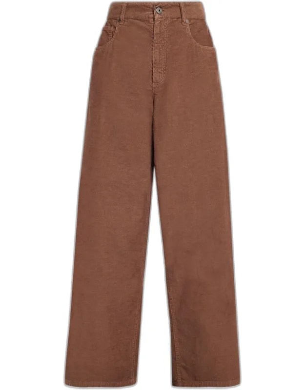 Dyed Cotton-linen Twill Loose-leg Pants