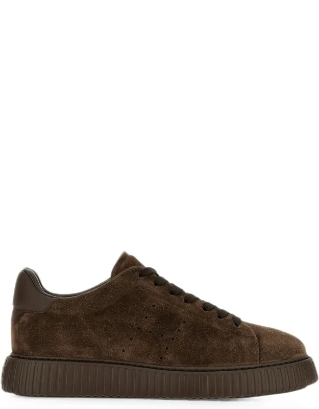 Suede Low-top Sneakers With Perforated Detailing