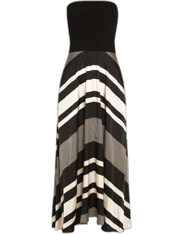 Striped A-line Midi Dress