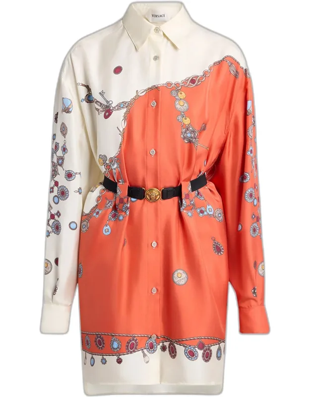 Printed Silk Twill Shirtdress