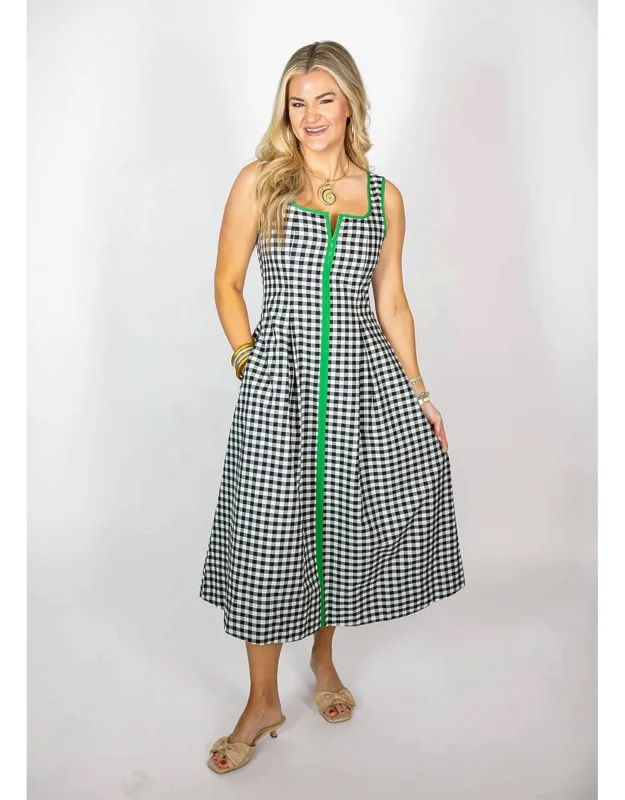 Gingham Sleeveless Midi Dress