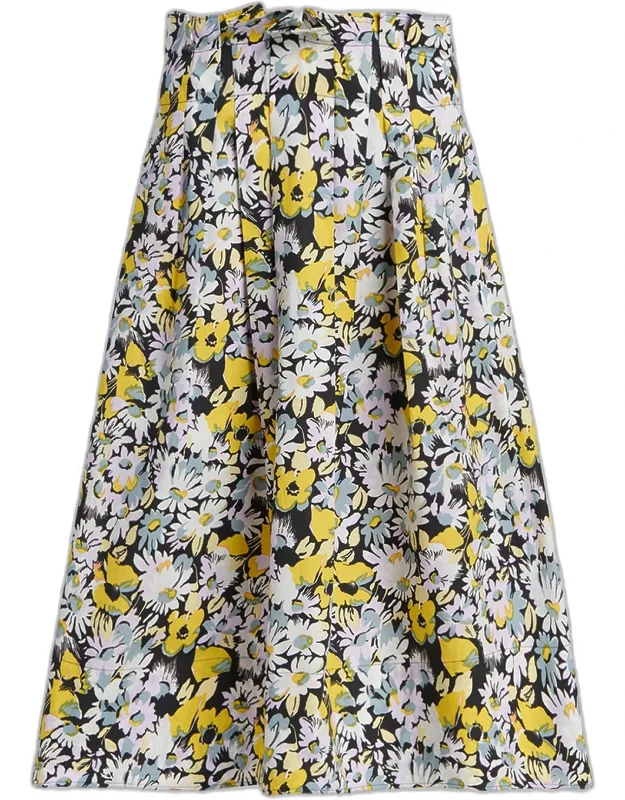 Floral Cotton Midi Skirt