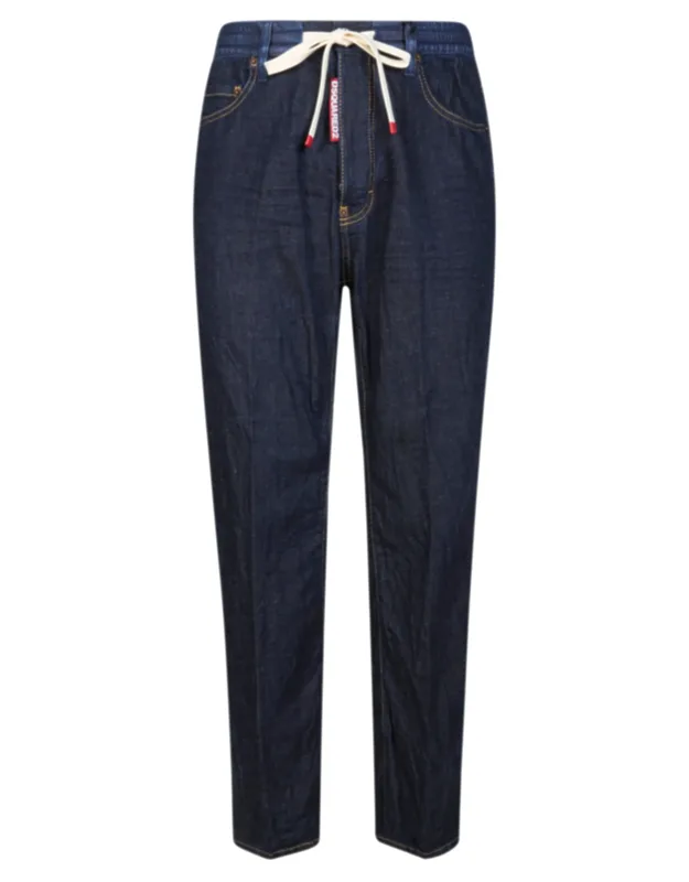 Elastic Waist Drawstring Jeans